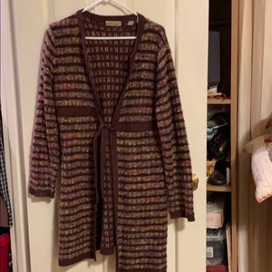 I.E. Relaxed long sweater with tie closure. Size L